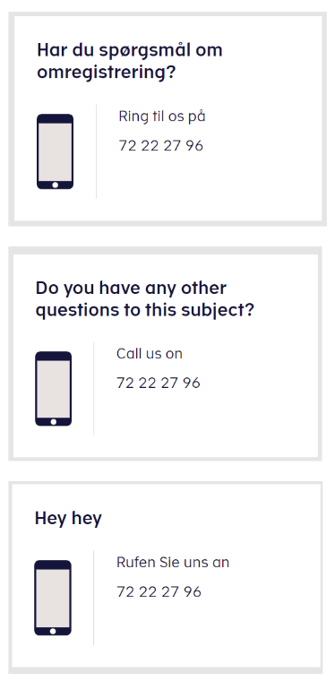 Eksempel på kontaktboks uden åbningstider