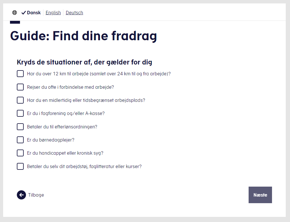 Flow module eksempel med checkbokse