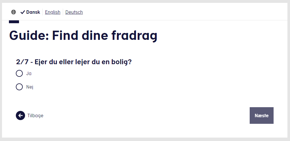 Flow module eksempel med radio buttons